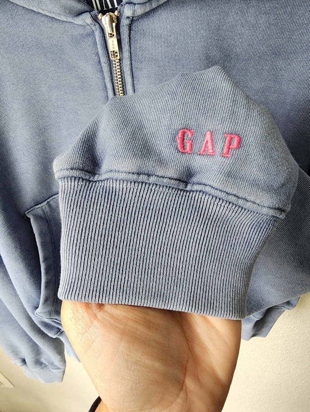 GAP x Madhappy Full Zip Cropped Logo Hoodie Size Large In Blue NWT - Picture 5 of 8